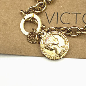 Victoria Emerson Necklace 18in Queen Elizabeth 18K Gold Plated Replica Coin